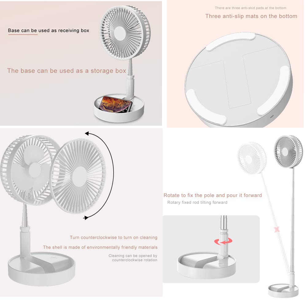 Folding Retractable Rod USB Charging Fan